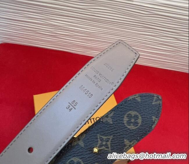 Reasonable Price Louis Vuitton LV Script Belt 3cm in Monogram Canvas and Leather M4515 Grey 2025