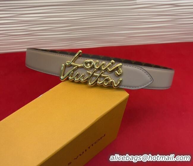 Reasonable Price Louis Vuitton LV Script Belt 3cm in Monogram Canvas and Leather M4515 Grey 2025