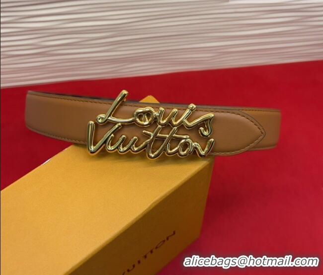 Grade Quality Louis Vuitton LV Script Belt 3cm in Monogram Canvas and Leather M4515 Brown 2025