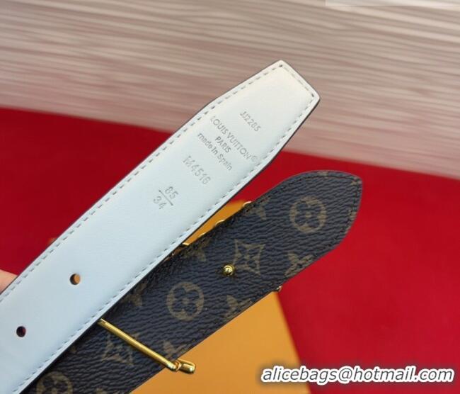 Top Design Louis Vuitton LV Script Belt 3cm in Monogram Canvas and Leather M4515 White 2025