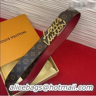 Well Crafted Louis Vuitton LV Script Belt 3cm in Monogram Canvas and Leather M4515 Red 2025