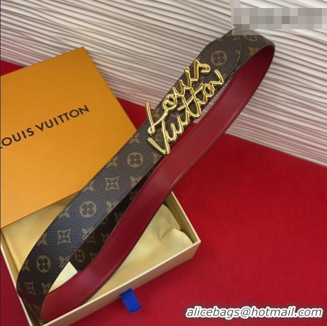 Well Crafted Louis Vuitton LV Script Belt 3cm in Monogram Canvas and Leather M4515 Red 2025