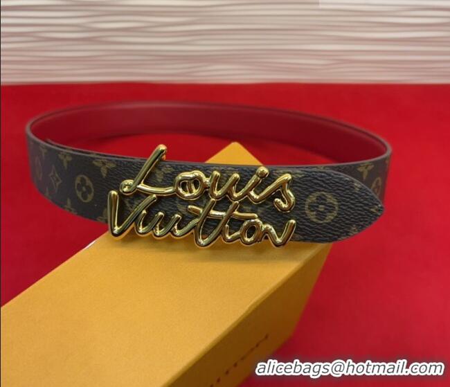 Well Crafted Louis Vuitton LV Script Belt 3cm in Monogram Canvas and Leather M4515 Red 2025