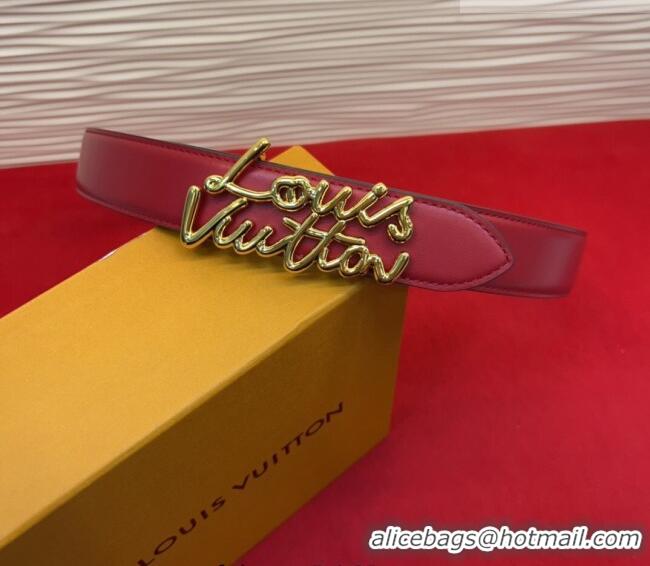 Well Crafted Louis Vuitton LV Script Belt 3cm in Monogram Canvas and Leather M4515 Red 2025