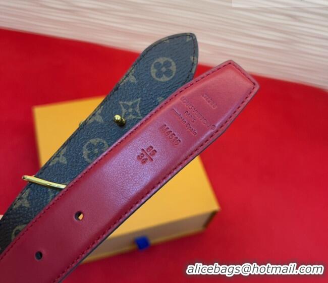 Well Crafted Louis Vuitton LV Script Belt 3cm in Monogram Canvas and Leather M4515 Red 2025