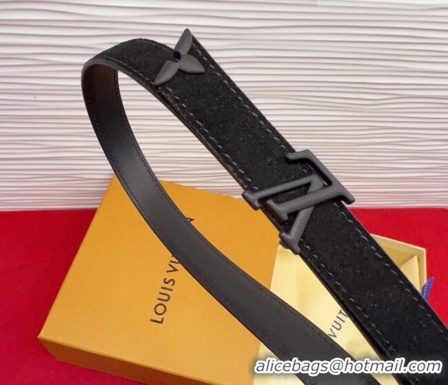 New Cheap Louis Vuitton Pretty LV Belt 2cm in Suede and Leather M8232 All Black 2026