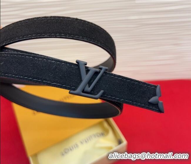 New Cheap Louis Vuitton Pretty LV Belt 2cm in Suede and Leather M8232 All Black 2026