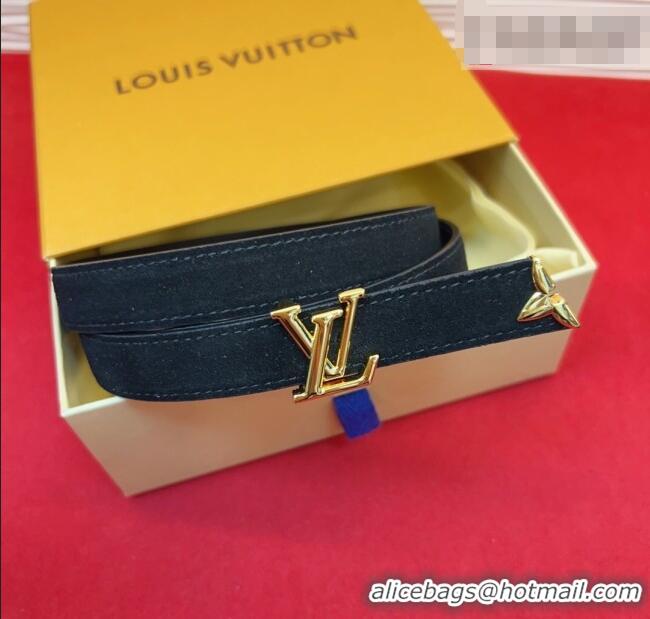 Grade Quality Louis Vuitton Pretty LV Belt 2cm in Suede and Leather M8232 Black/Gold 2026
