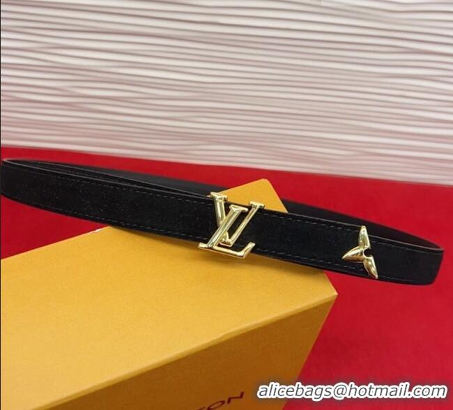 Grade Quality Louis Vuitton Pretty LV Belt 2cm in Suede and Leather M8232 Black/Gold 2026