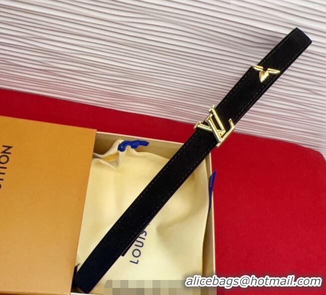 Grade Quality Louis Vuitton Pretty LV Belt 2cm in Suede and Leather M8232 Black/Gold 2026