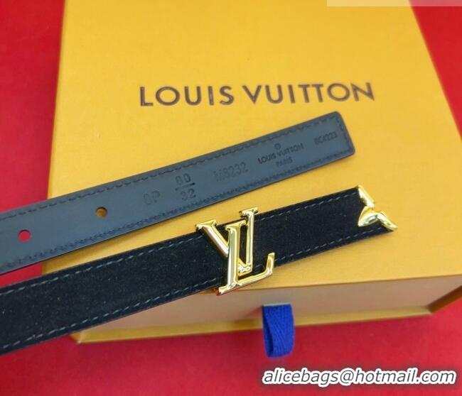 Grade Quality Louis Vuitton Pretty LV Belt 2cm in Suede and Leather M8232 Black/Gold 2026