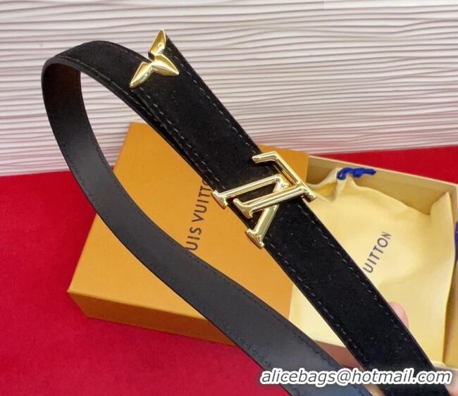 Grade Quality Louis Vuitton Pretty LV Belt 2cm in Suede and Leather M8232 Black/Gold 2026