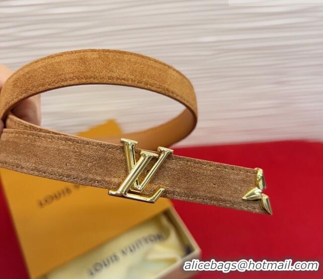 New Fashion Louis Vuitton Pretty LV Belt 2cm in Suede and Leather M8232 Beige/Gold 2026