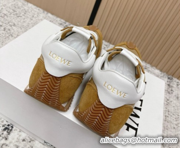 Top Design Loewe Flow Runner Sneakers in Nylon and Suede Beige/Brown 0226014