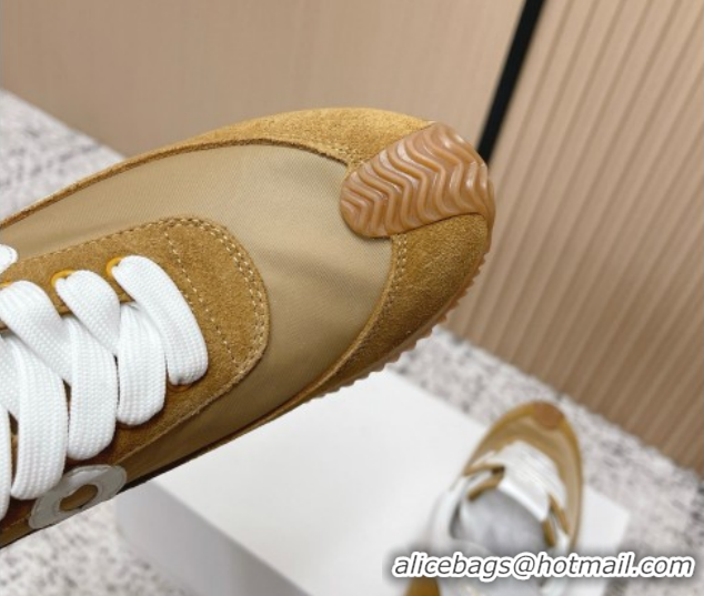 Top Design Loewe Flow Runner Sneakers in Nylon and Suede Beige/Brown 0226014
