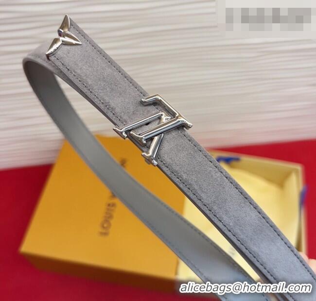 Luxury Cheap Louis Vuitton Pretty LV Belt 2cm in Suede and Leather M8232 Grey/Silver 2026