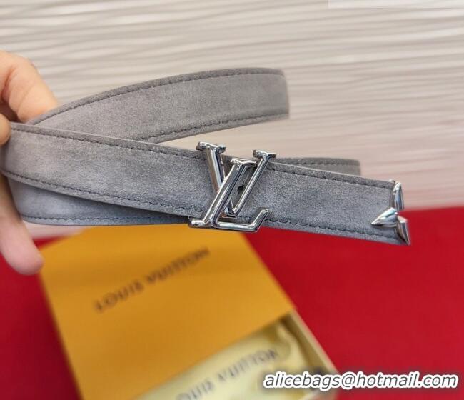 Luxury Cheap Louis Vuitton Pretty LV Belt 2cm in Suede and Leather M8232 Grey/Silver 2026