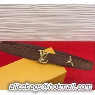 Luxury Cheap Louis Vuitton Pretty LV Belt 2cm in Suede and Leather M8232 Brown/Gold 2026