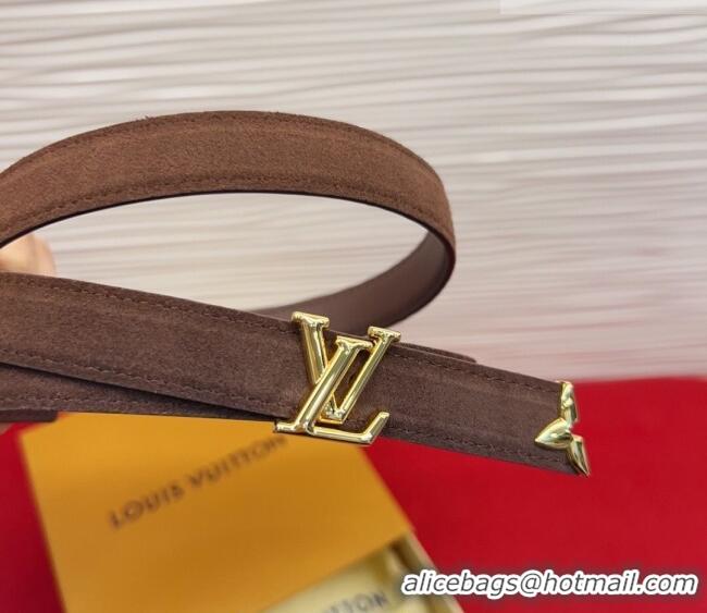 Luxury Cheap Louis Vuitton Pretty LV Belt 2cm in Suede and Leather M8232 Brown/Gold 2026