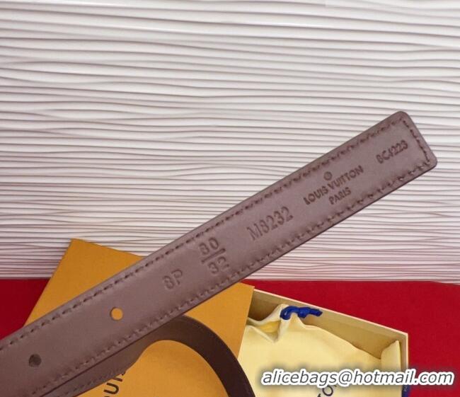 Luxury Cheap Louis Vuitton Pretty LV Belt 2cm in Suede and Leather M8232 Brown/Gold 2026