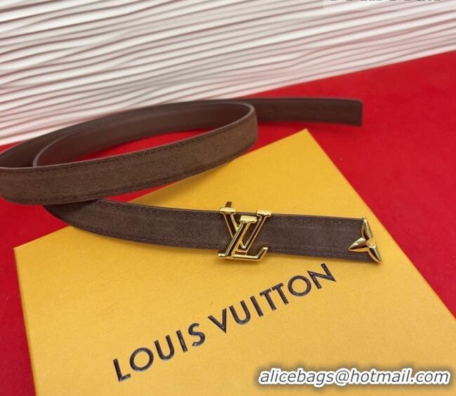 Luxury Cheap Louis Vuitton Pretty LV Belt 2cm in Suede and Leather M8232 Brown/Gold 2026