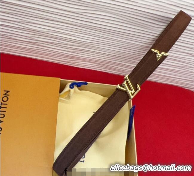 Luxury Cheap Louis Vuitton Pretty LV Belt 2cm in Suede and Leather M8232 Brown/Gold 2026