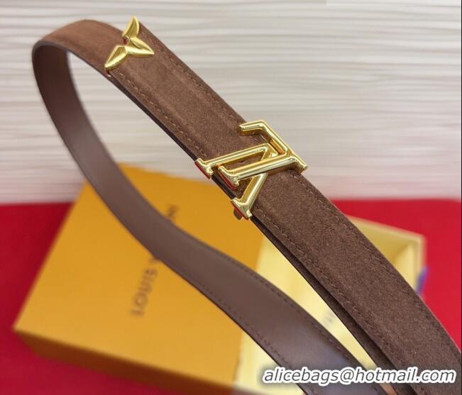 Luxury Cheap Louis Vuitton Pretty LV Belt 2cm in Suede and Leather M8232 Brown/Gold 2026
