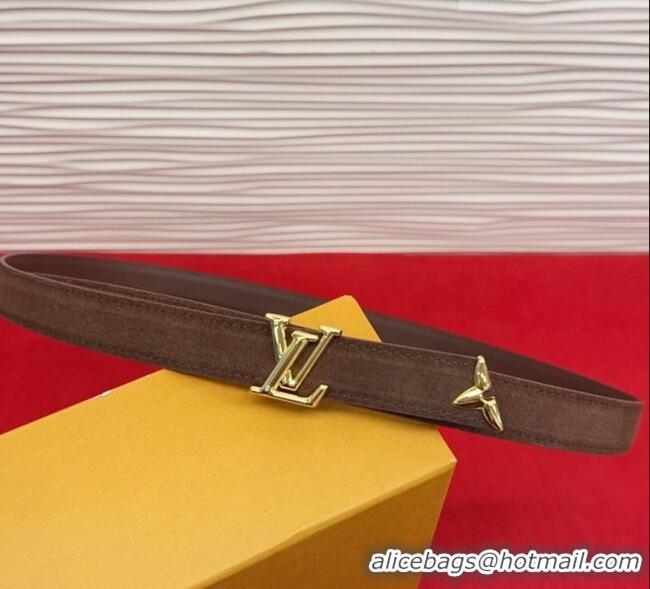 Luxury Cheap Louis Vuitton Pretty LV Belt 2cm in Suede and Leather M8232 Brown/Gold 2026