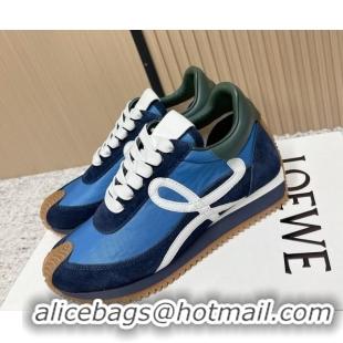 Low Cost Loewe Flow Runner Sneakers in Nylon and Suede Blue 60226021