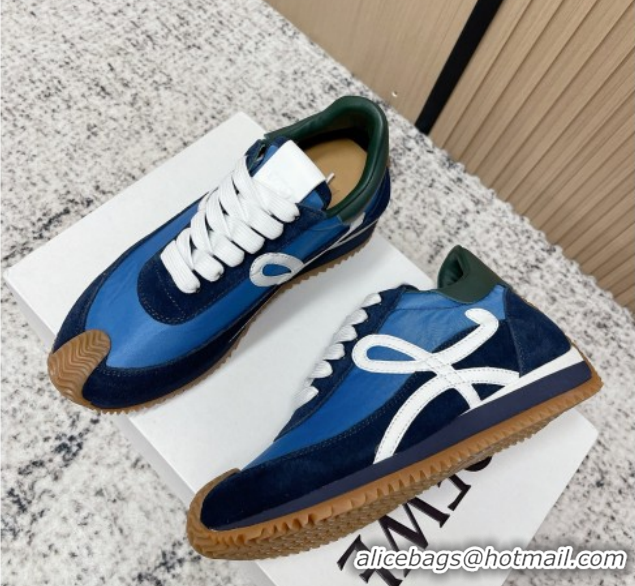 Low Cost Loewe Flow Runner Sneakers in Nylon and Suede Blue 60226021