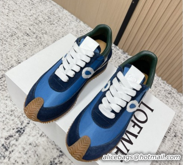 Low Cost Loewe Flow Runner Sneakers in Nylon and Suede Blue 60226021