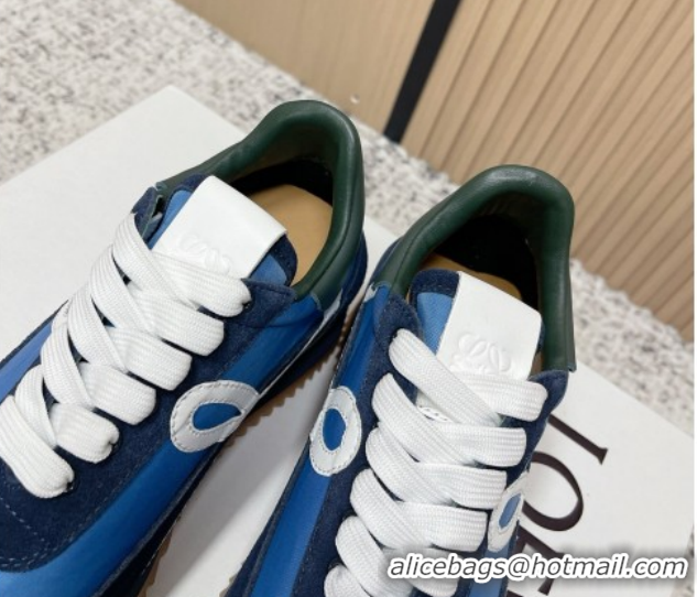 Low Cost Loewe Flow Runner Sneakers in Nylon and Suede Blue 60226021