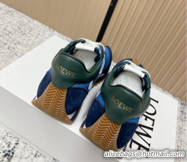 Low Cost Loewe Flow Runner Sneakers in Nylon and Suede Blue 60226021