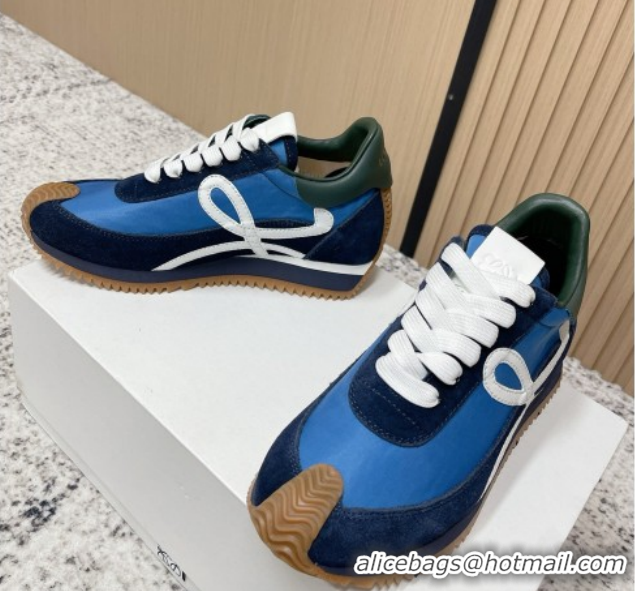 Low Cost Loewe Flow Runner Sneakers in Nylon and Suede Blue 60226021