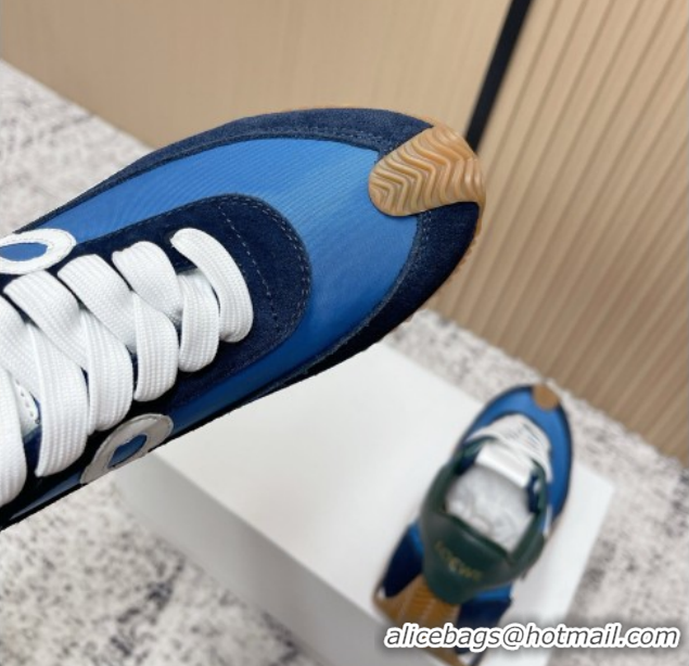 Low Cost Loewe Flow Runner Sneakers in Nylon and Suede Blue 60226021
