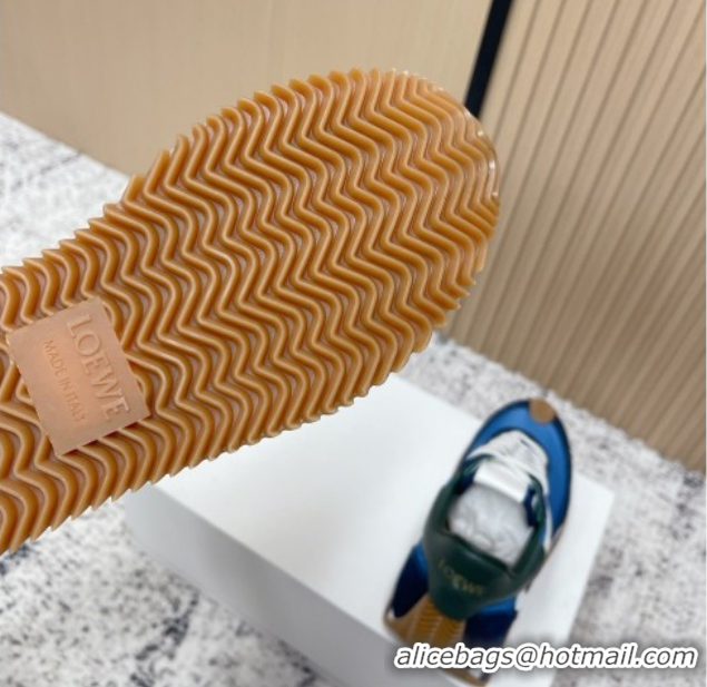 Low Cost Loewe Flow Runner Sneakers in Nylon and Suede Blue 60226021