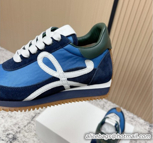 Low Cost Loewe Flow Runner Sneakers in Nylon and Suede Blue 60226021
