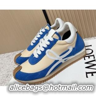 Best Price Loewe Flow Runner Sneakers in Nylon and Suede Beige/Blue 0226015