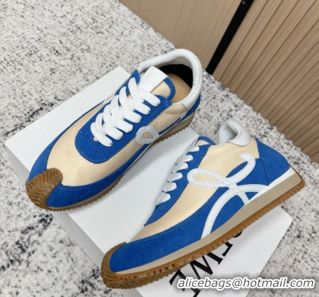 Best Price Loewe Flow Runner Sneakers in Nylon and Suede Beige/Blue 0226015