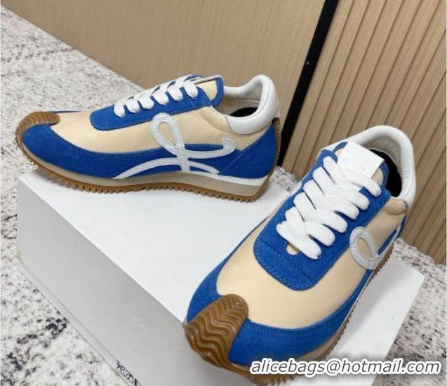Best Price Loewe Flow Runner Sneakers in Nylon and Suede Beige/Blue 0226015