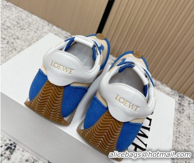 Best Price Loewe Flow Runner Sneakers in Nylon and Suede Beige/Blue 0226015
