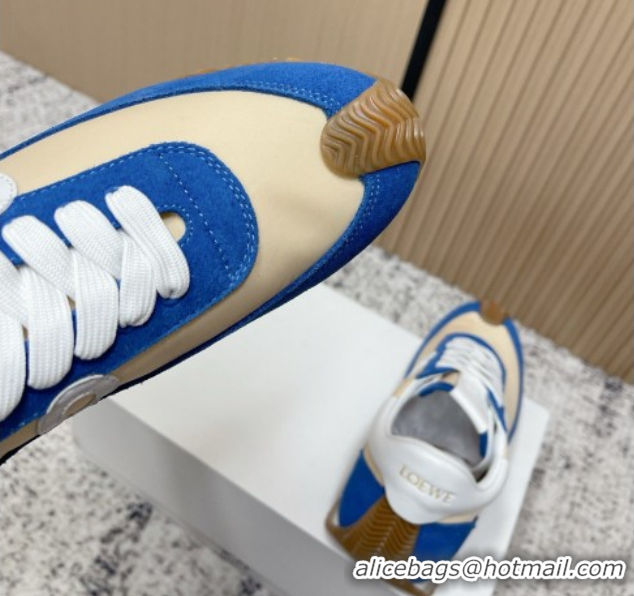Best Price Loewe Flow Runner Sneakers in Nylon and Suede Beige/Blue 0226015