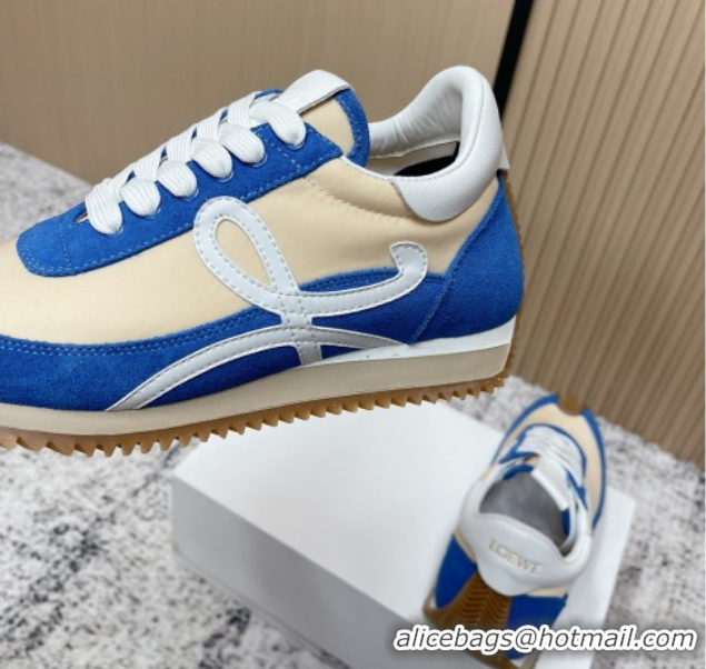 Best Price Loewe Flow Runner Sneakers in Nylon and Suede Beige/Blue 0226015