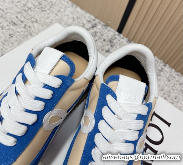 Best Price Loewe Flow Runner Sneakers in Nylon and Suede Beige/Blue 0226015