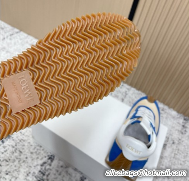 Best Price Loewe Flow Runner Sneakers in Nylon and Suede Beige/Blue 0226015