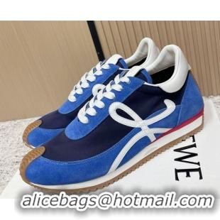 Purchase Loewe Flow Runner Sneakers in Nylon and Suede Blue 09 0226019