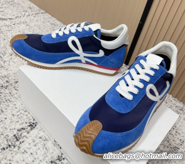 Purchase Loewe Flow Runner Sneakers in Nylon and Suede Blue 09 0226019