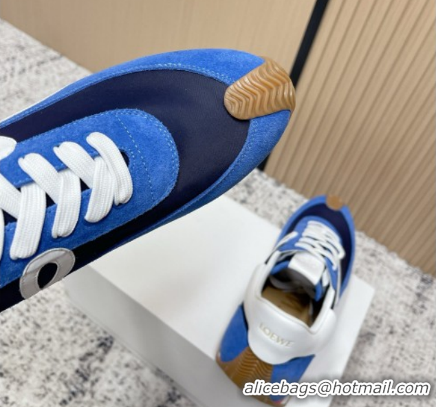 Purchase Loewe Flow Runner Sneakers in Nylon and Suede Blue 09 0226019