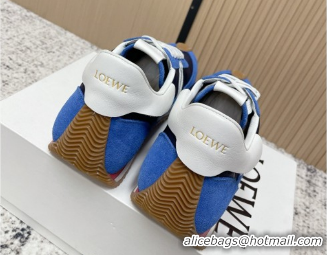 Purchase Loewe Flow Runner Sneakers in Nylon and Suede Blue 09 0226019