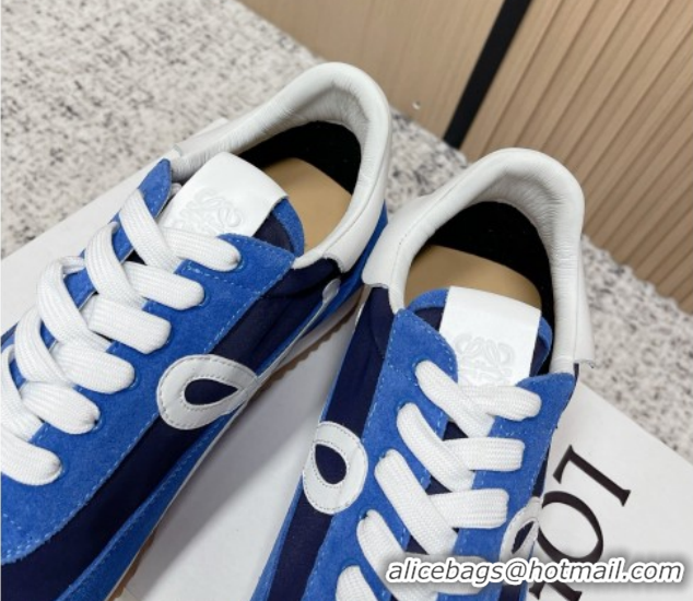 Purchase Loewe Flow Runner Sneakers in Nylon and Suede Blue 09 0226019